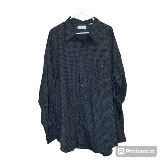 Murano Long Sleeve Button Down Shirt Size XXL Black White Pinstripes 100% Cotton - Picture 1 of 8